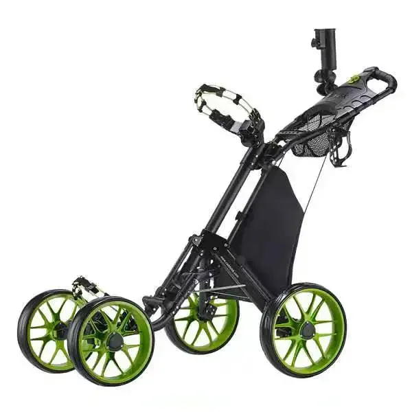 4-Wheel Golf Push Cart Trolley with Foot Brake & Umbrella Holder