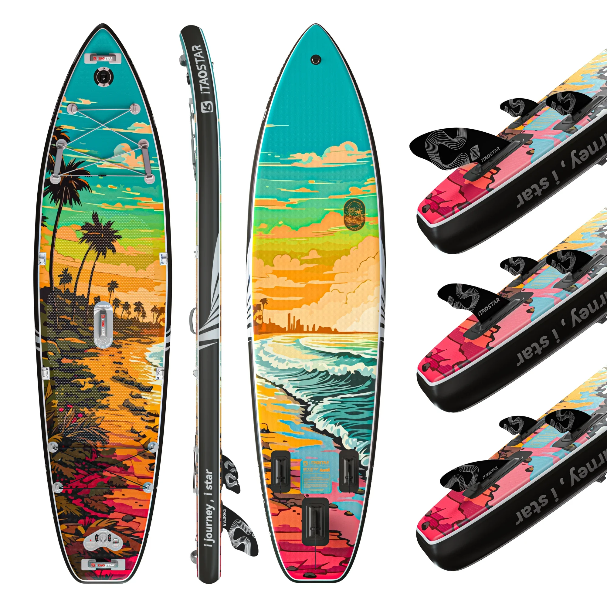 iTAOSTAR Novelty N02E 11'6" x 35" x 6" Custom Fusion Inflatable Bamboo & Wood Paddle Board Set with SUP