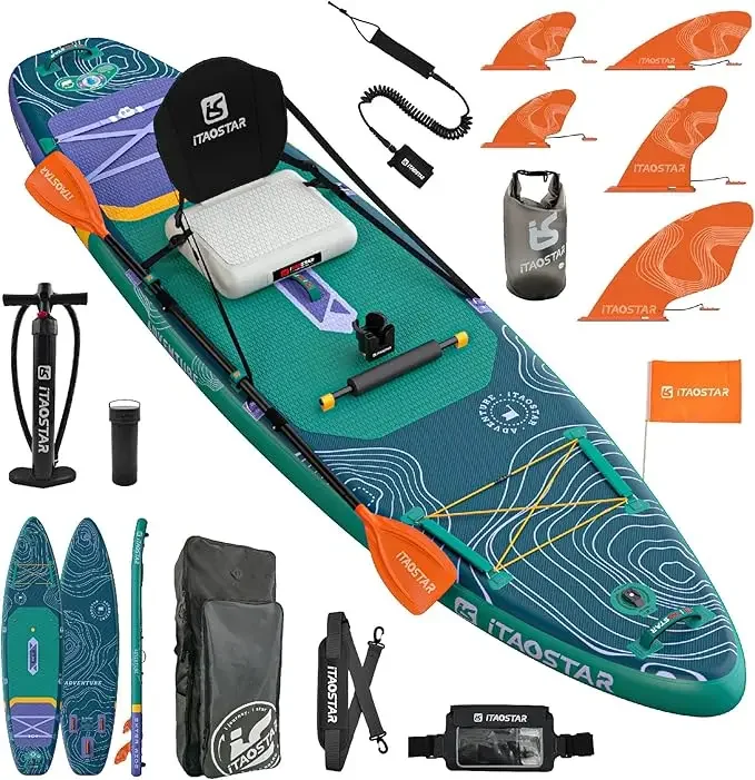 ITAOSTAR Adventure A02D 12ft x 35" x 6" Extra Wide Inflatable Paddle Board with Seat and Premium SUP Accessories