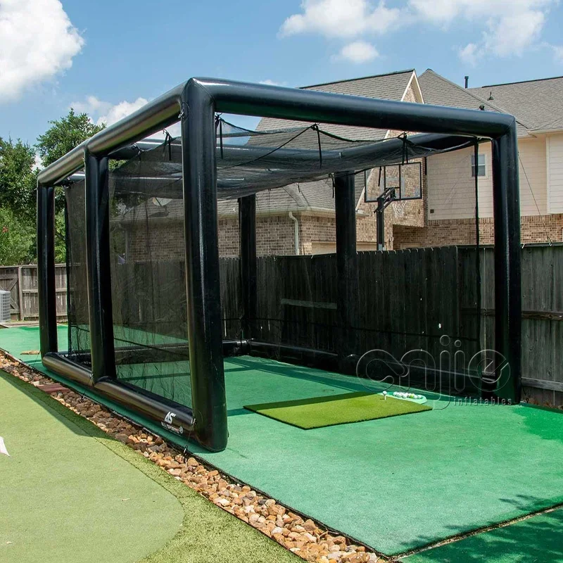 Inflatable Mobile Golf Practice Swing Simulator Training Net Cage - Indoor/Outdoor Use