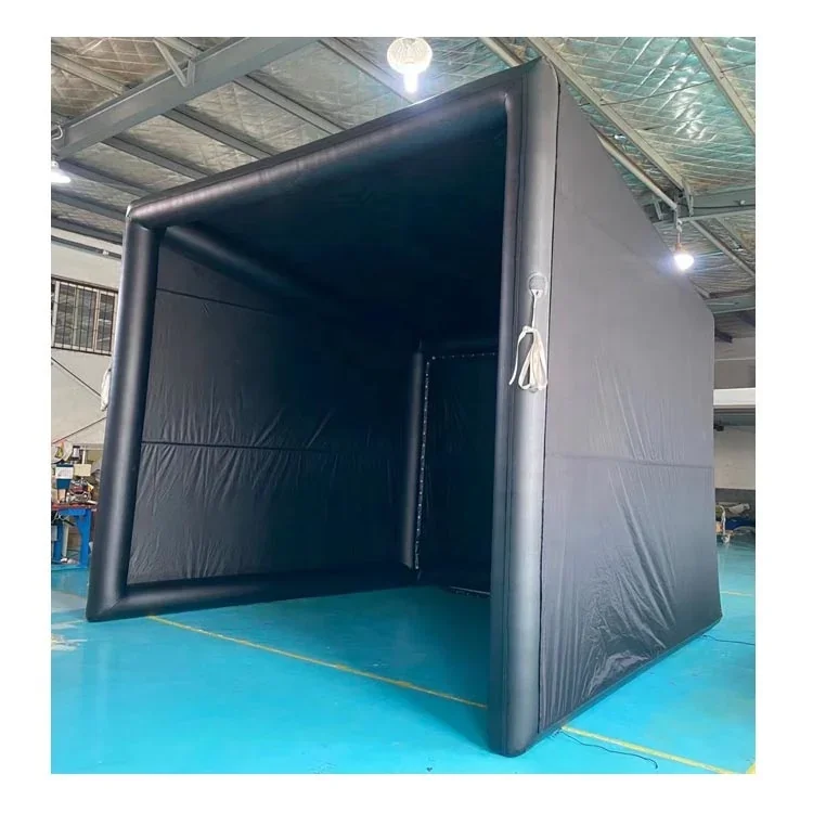 Black PVC Inflatable Golf Simulator - Customizable & Movable Batting Cage
