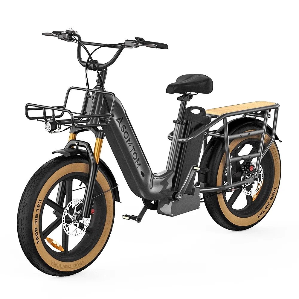 20" Electric Mountain Bike 750W Long Range Brushless Fat Tire Cargo Ebike Adults