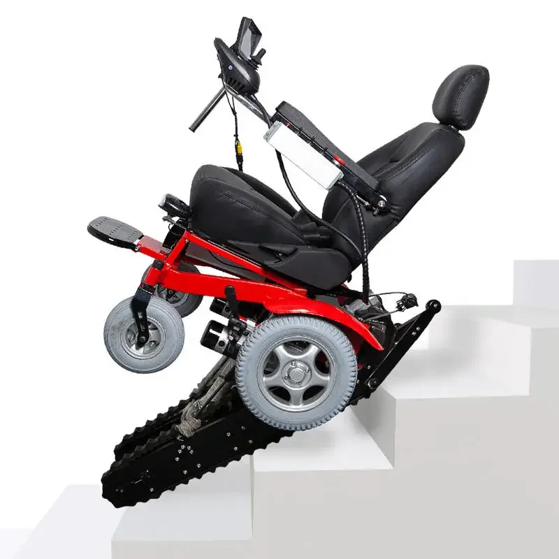 Modern Off-Road Motorized Wheelchair: Climbing, Stairs, Ground & Level - Dual-Wheel Drive with Thickened Tank Tracks