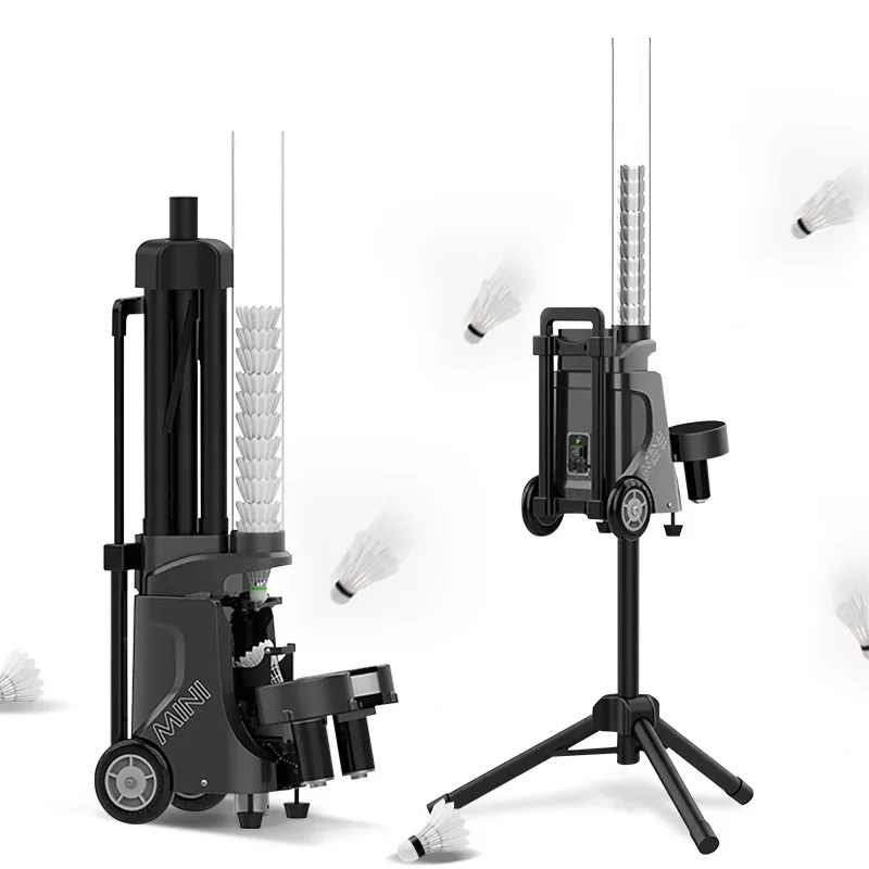 Portable Badminton Training Machine with App Remote Control and Mini Shuttlecock Feeder