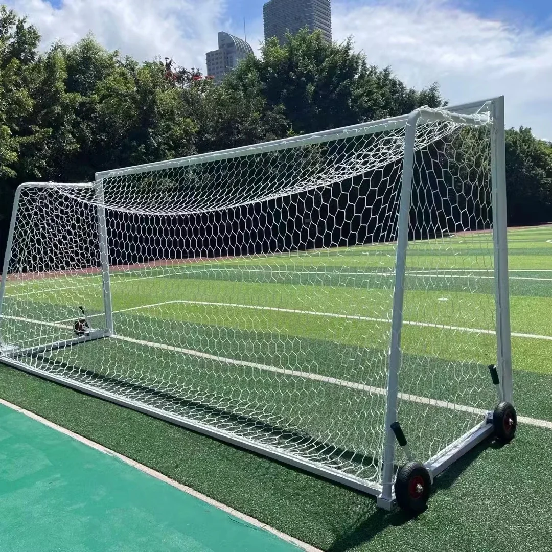 Steel or Aluminum Portable Soccer Goal with Wheels - Football Sports Court Equipment