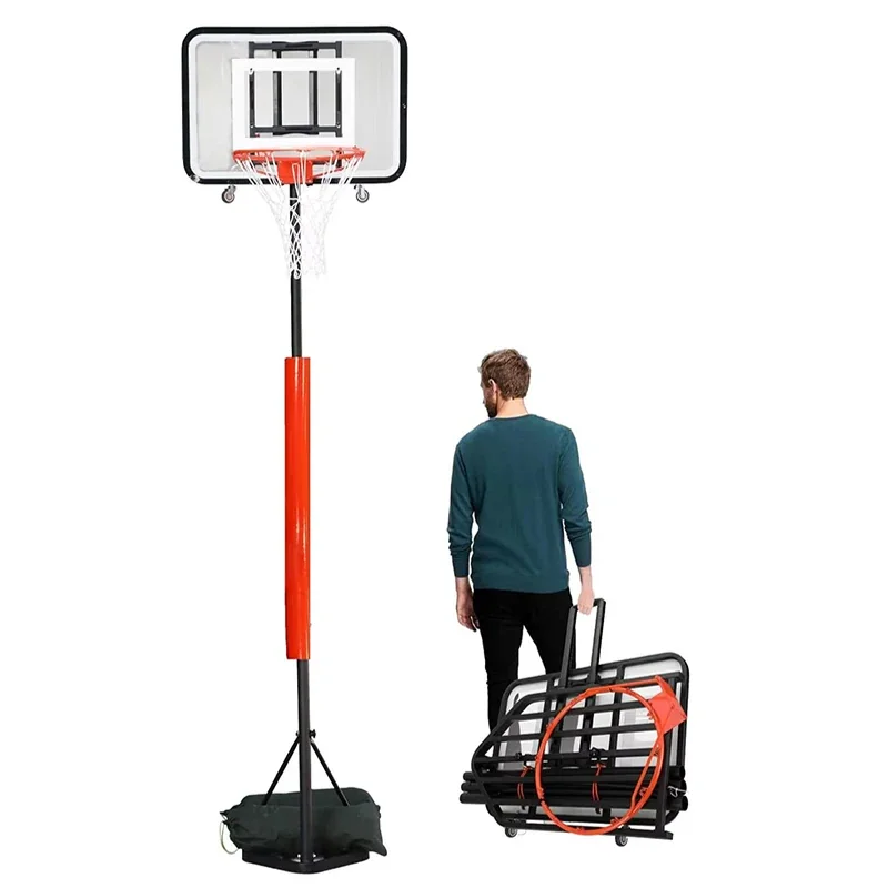 Adjustable Height Stand Basketball Hoop - 2025 Model - Foldable with Beach Cushion - For Backyard and Beach Play