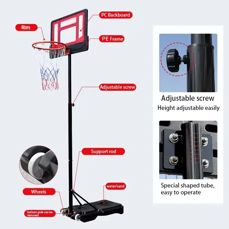 Deluxe Adjustable Portable Basketball Hoop Stand - Indoor/Outdoor Use - with Ball