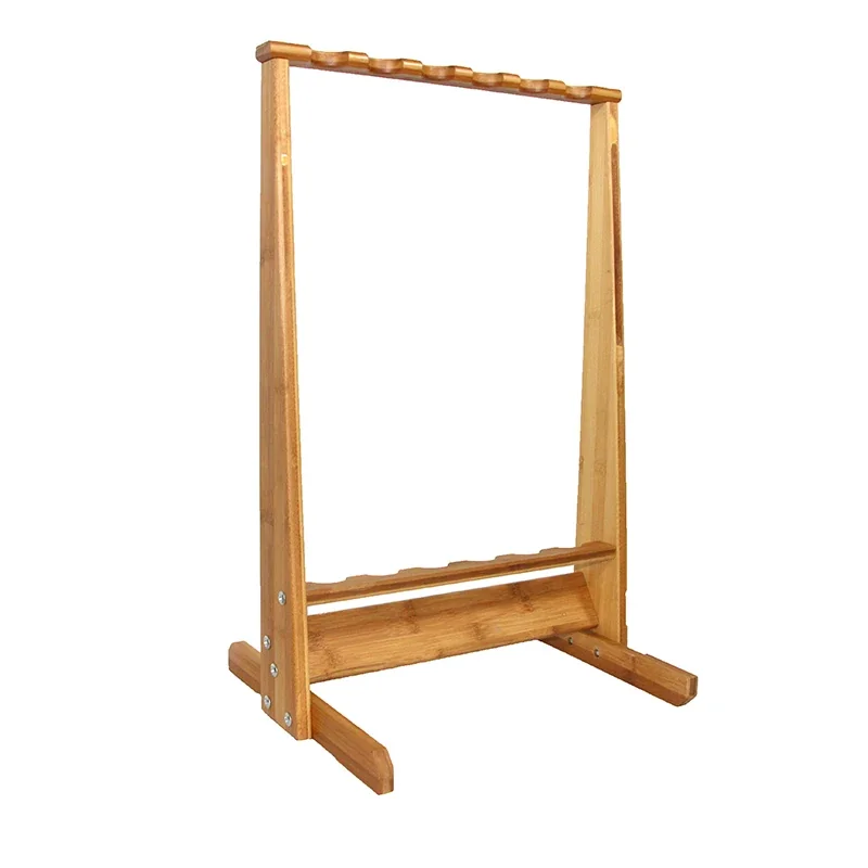 Selco 6-Rod Solid Wood Billiard Cue Rack - Large Fishing Rod Organizer Stand