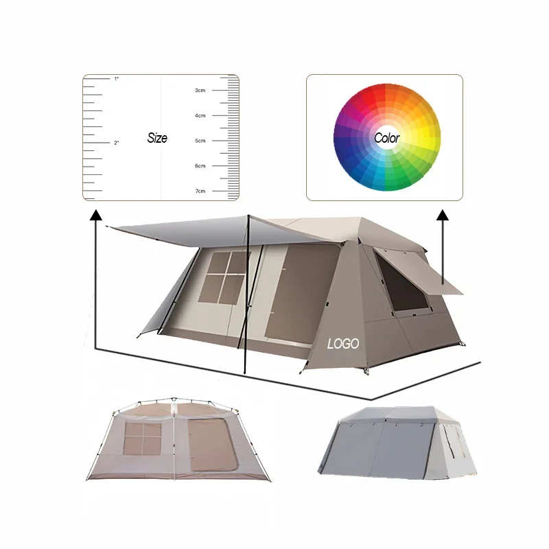 Extra-Large Customizable Two-Bedroom Beach Tent with Garden Patio - Double Layered & Waterproof for Camping, Events, and Parties