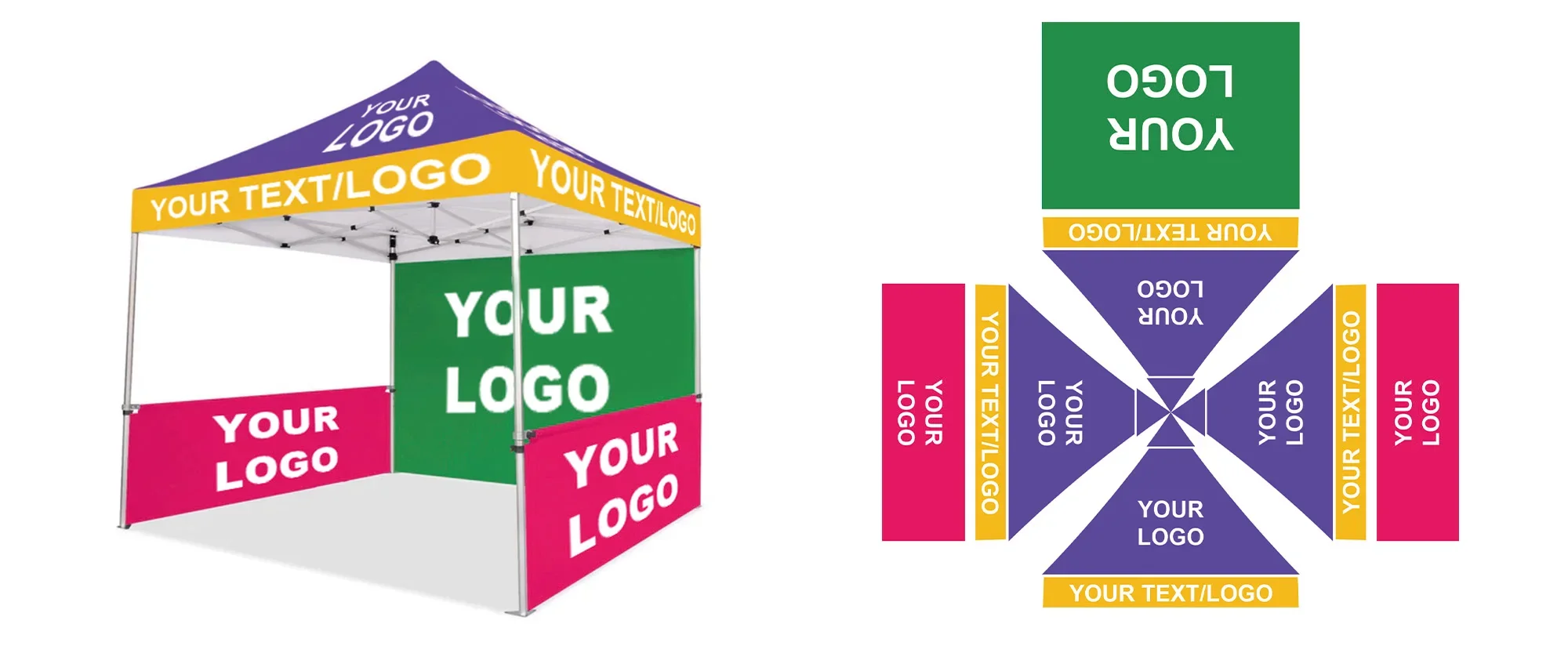 Heavy-Duty Commercial Custom Event Vendor Tent: 10' x 10' Hex Aluminum Pop Up Canopy with Branding