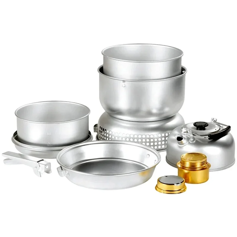 Portable Camping Gas Stove with Aluminum-Free Cookware Set