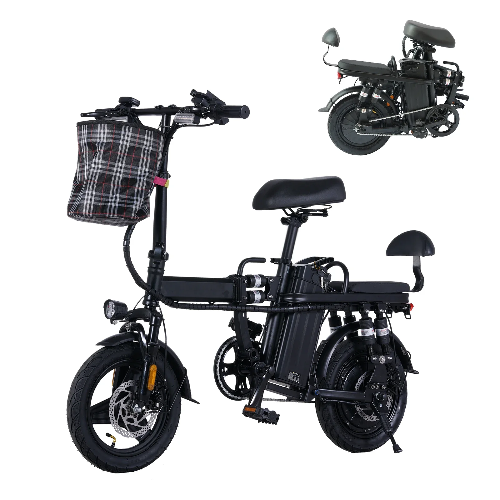 Folding Electric Bicycle Mini Ebike - 14 Inch, Lithium Battery, Steel Frame USA Adult Model