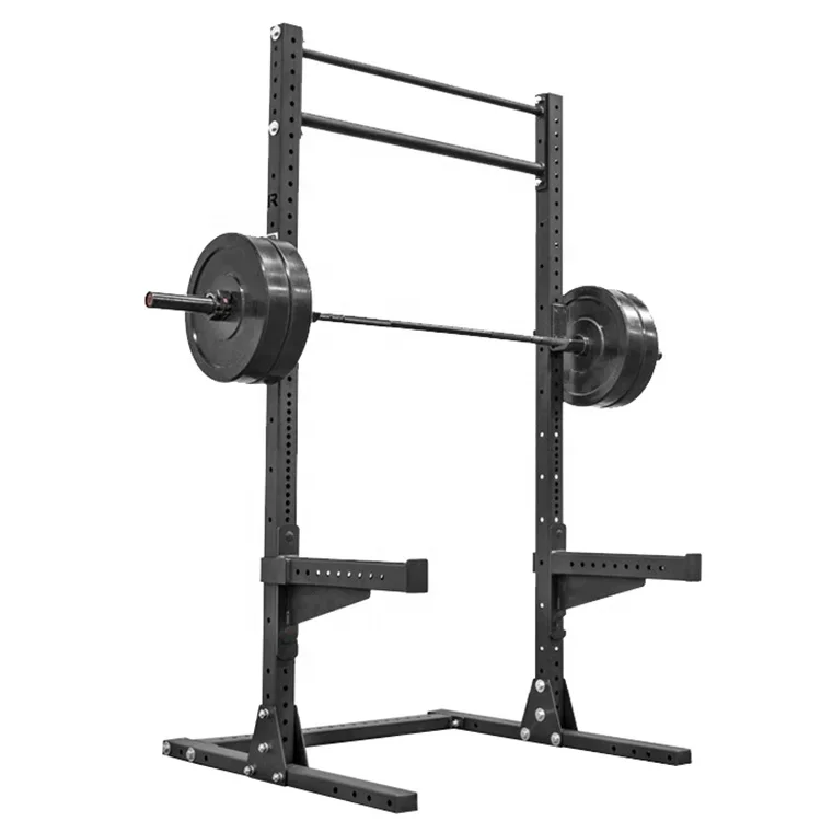 Commercial Power Cage Squat Stand Rack with Push Up Bar, J-Hooks, and Safety Arms