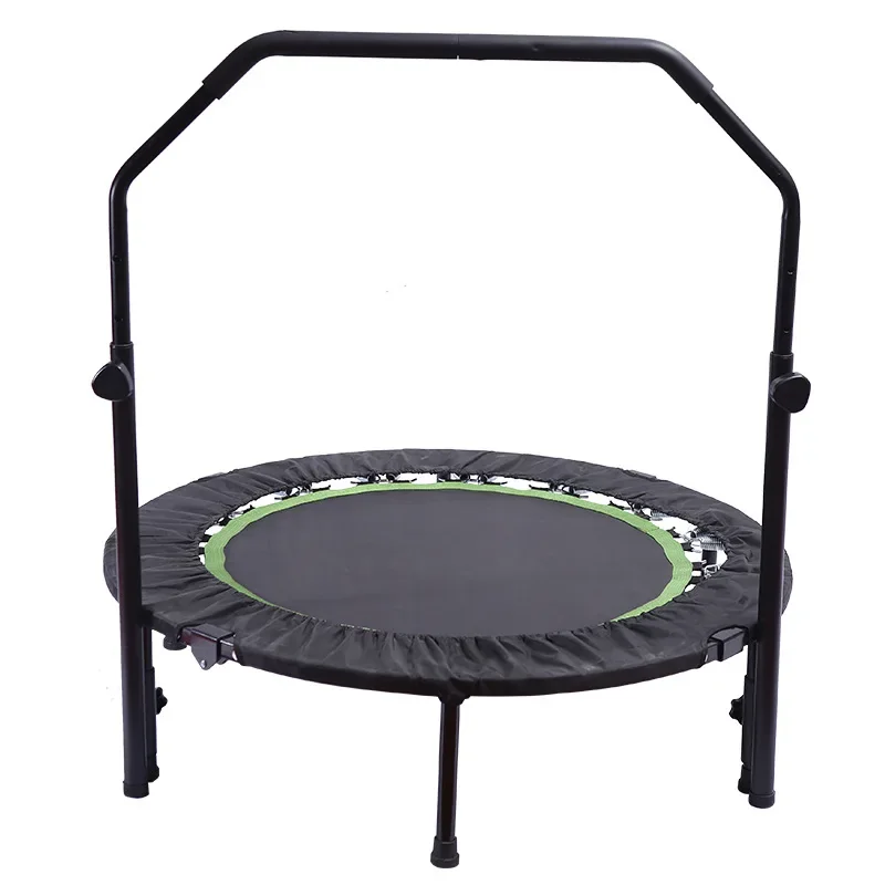 Adjustable Handlebar Fitness Rebounder: Foldable Bounce Trampoline with Safety Pad