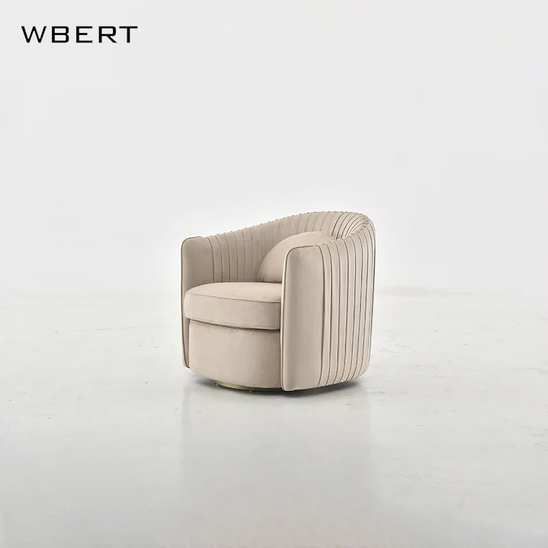 Modern Single Leather Sofa: WBERT Designer Lounge Chair for Dining, Hotels, or Balconies - Red Webbing