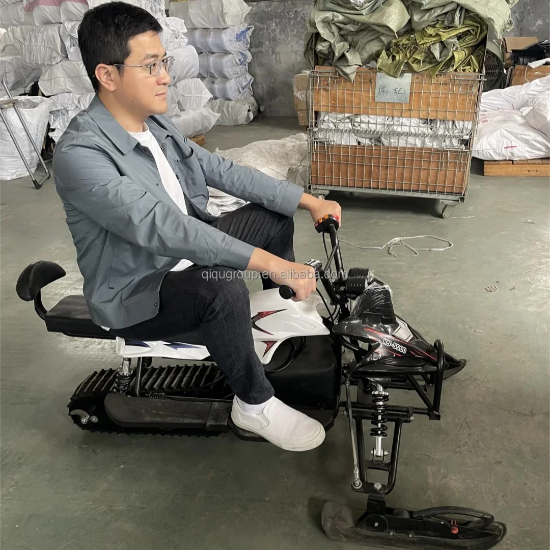 QIQU Safe Winter Entertainment Electric Snowmobile - 1000W Power, 2-Seater for Kids & Adults