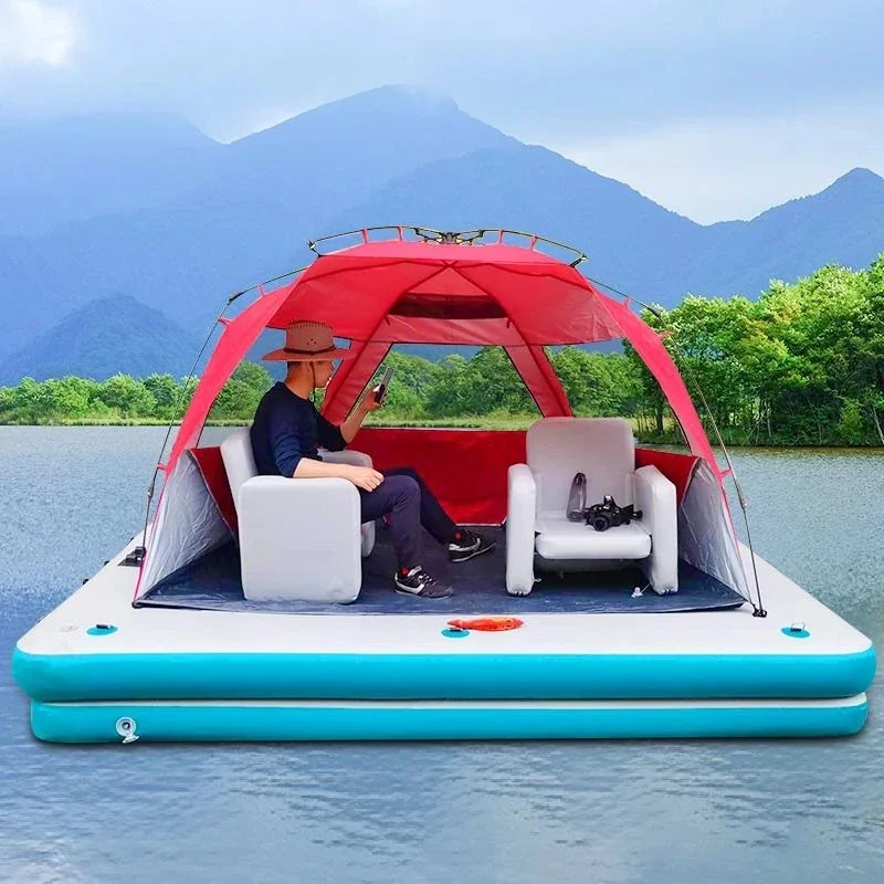 Inflatable Fishing Platform | Floating Water Mat & Air Cushion | Magic Carpet Surfboard | Boat Float for Sea