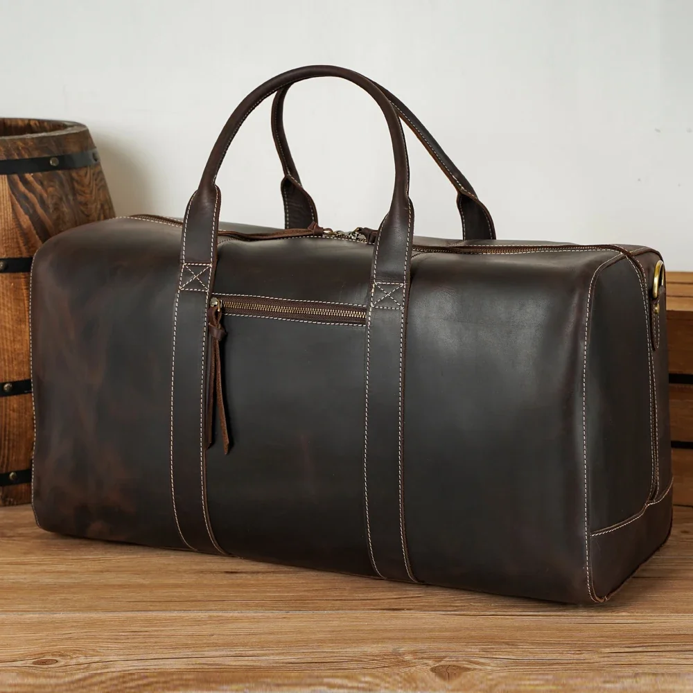Top Full Grain Genuine Leather Sport Tote & Travel Duffel Bag - 2025 Real Cowhide Luggage