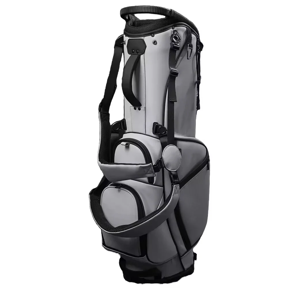 Customized Logo Lightweight Polyurethane Leather Golf Bag - Black & Grey Waterproof Wear-Resistant Portable