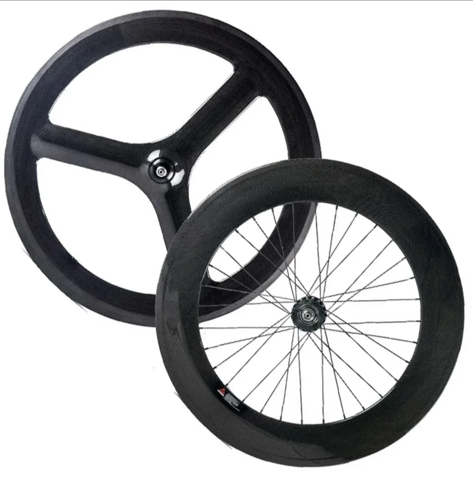 Full Carbon 700C Fixed Gear Wheelset - 3 Spoke Front, 88mm Rear Clincher