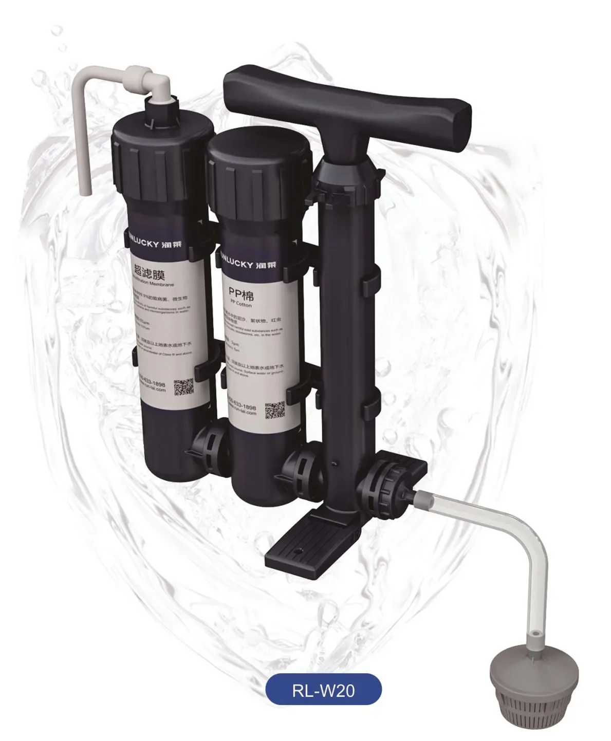 Portable Hand-Pressure Water Filter for Outdoor Use - Warfighter/Wilderness Camping & Vehicle Survival